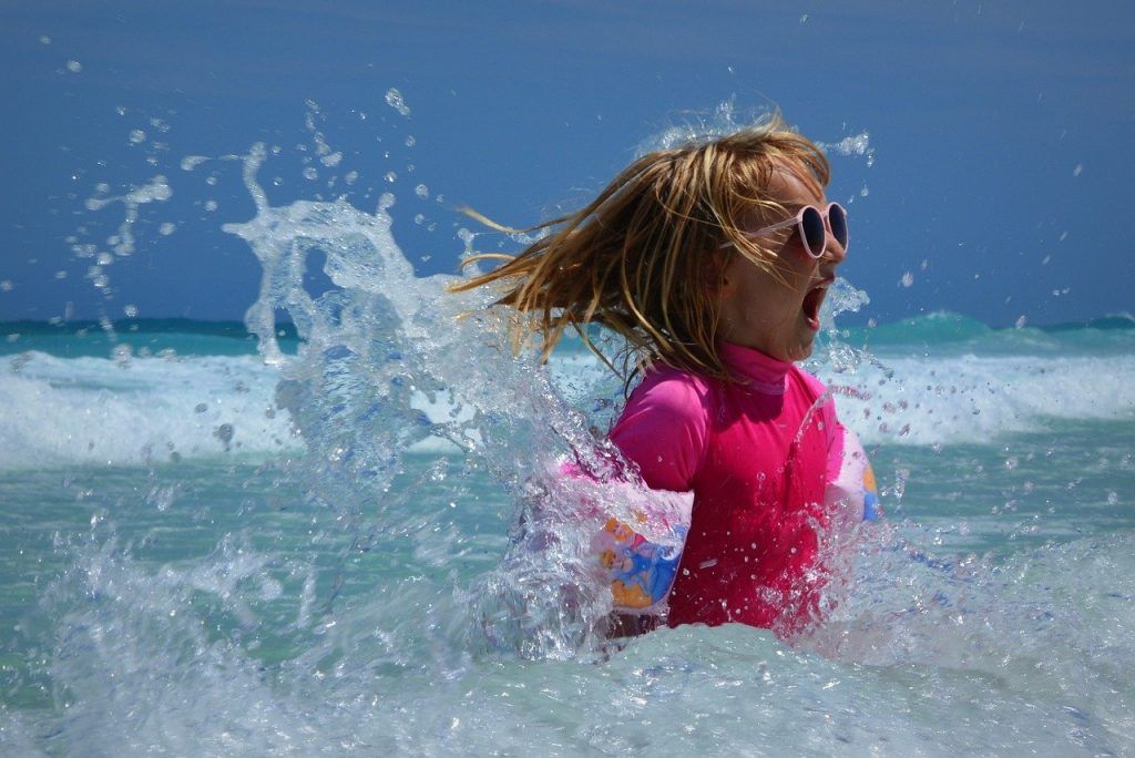 child, girl, sea